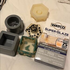 Small Planters and Candlestick holder Silicone Mold Sets with Clear Resin
